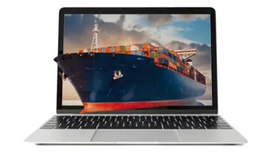 computer screen showing a barge vessel